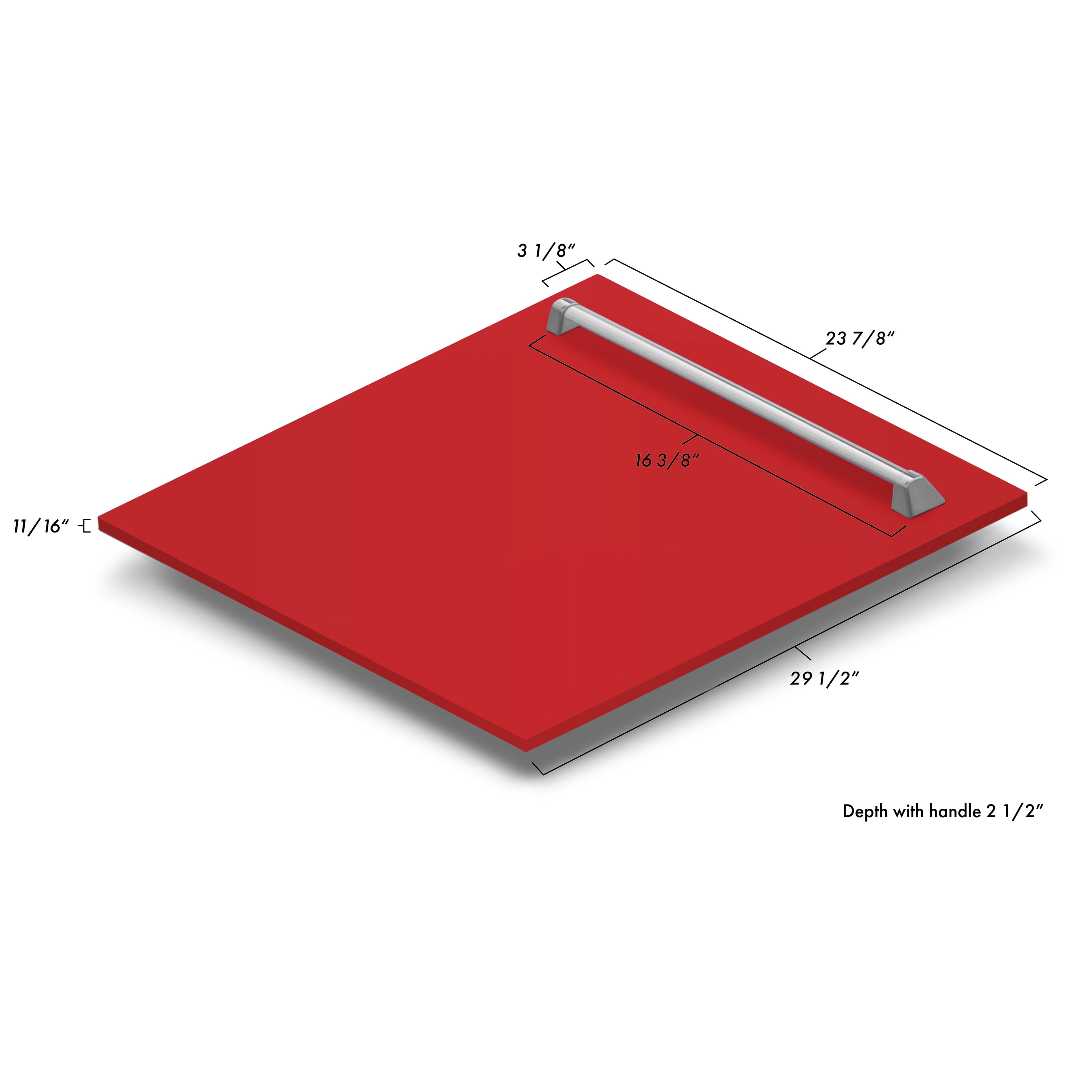 ZLINE 24" Monument Dishwasher Panel in Red Matte with Traditional Handle (DPMT-RM-24)