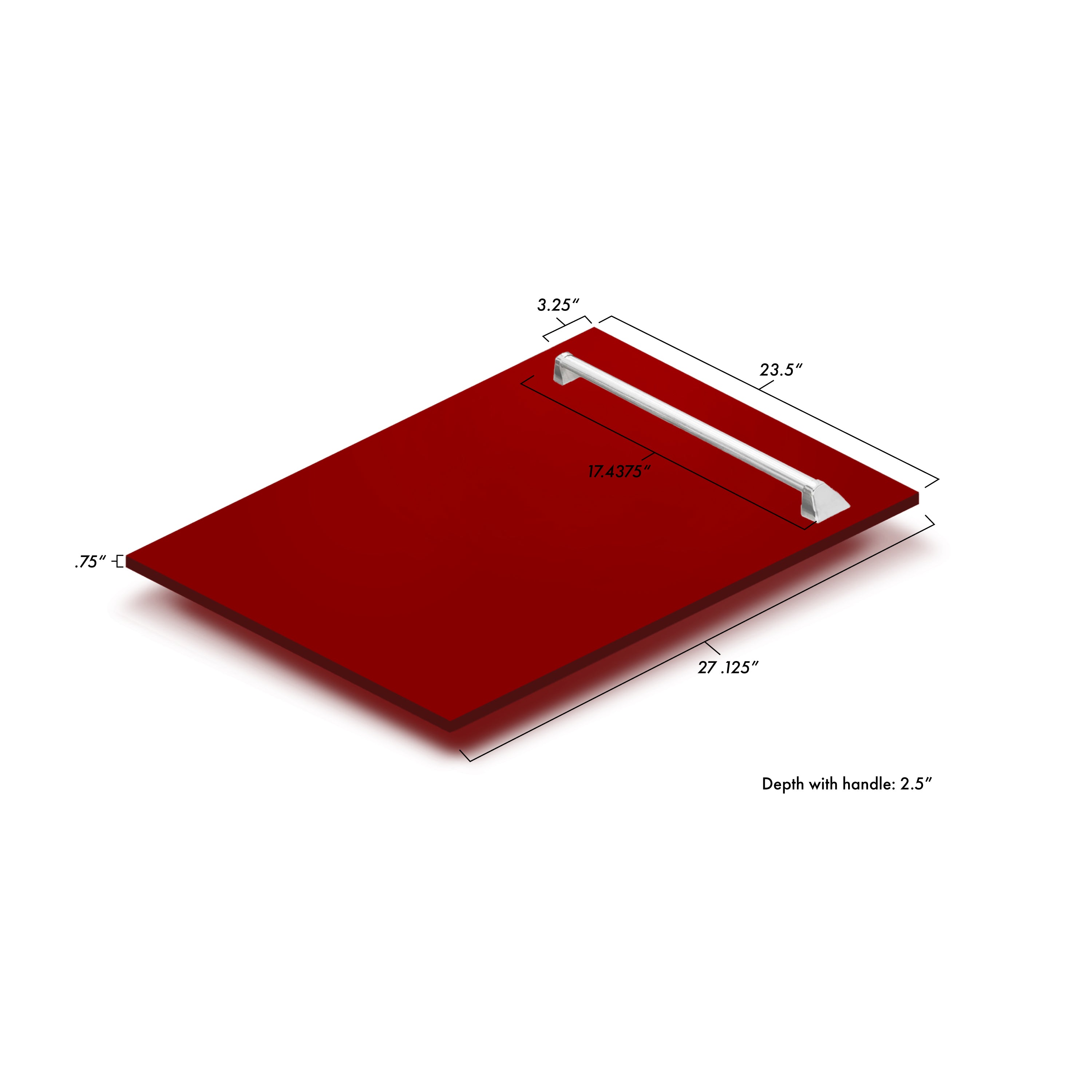 ZLINE 24" Tallac Dishwasher Panel in Red Gloss with Traditional Handle (DPV-RG-24)