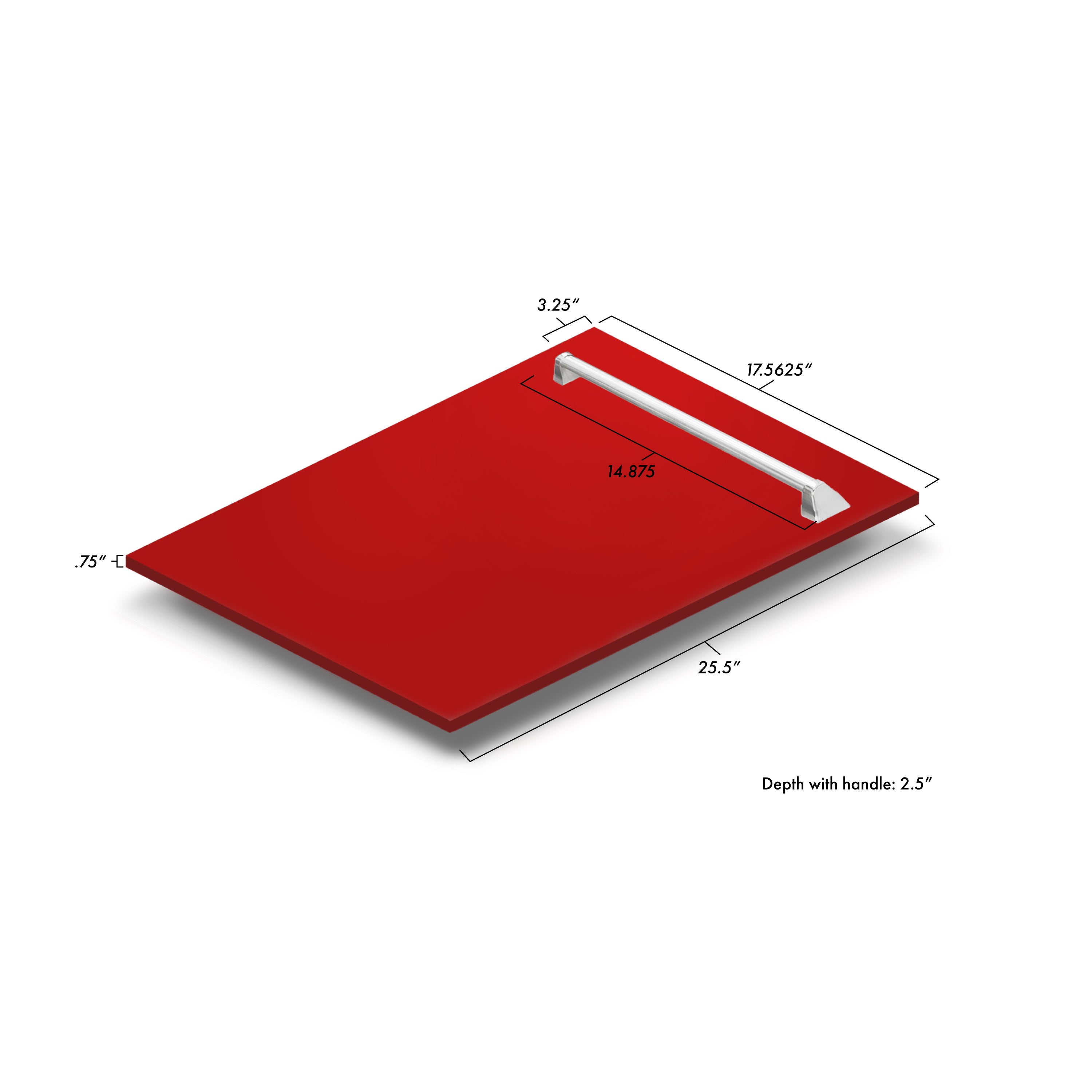 ZLINE 18" Tallac Dishwasher Panel in Red Matte with Traditional Handle (DPV-RM-18)