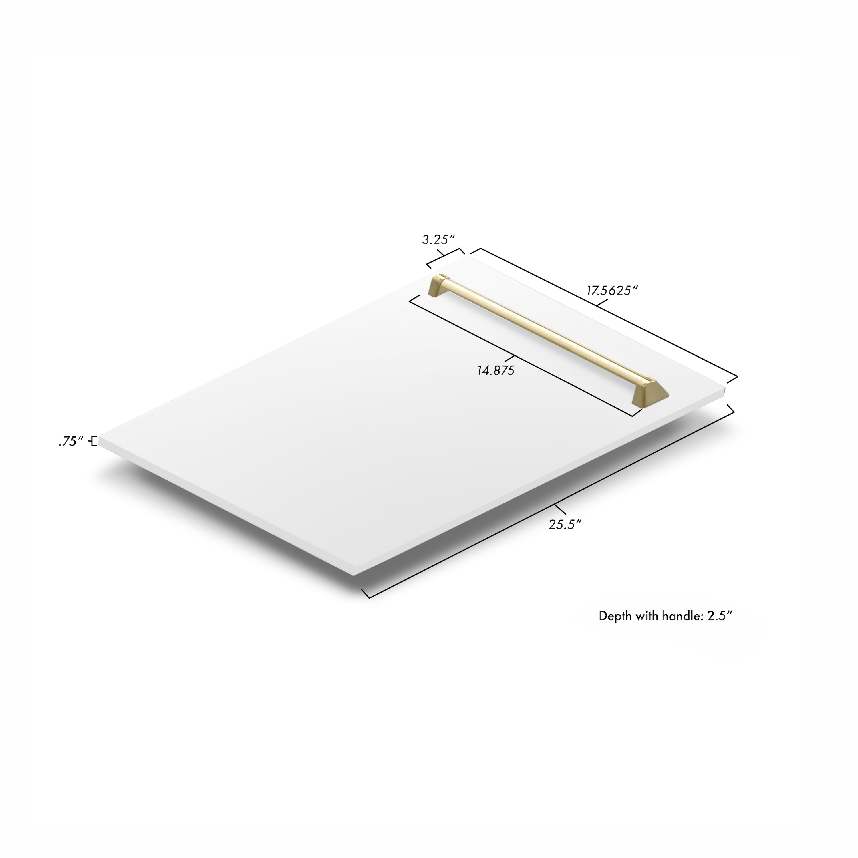 ZLINE 18" Autograph Edition Tallac Dishwasher Panel in White Matte with Gold Handle (DPVZ-WM-18-G)