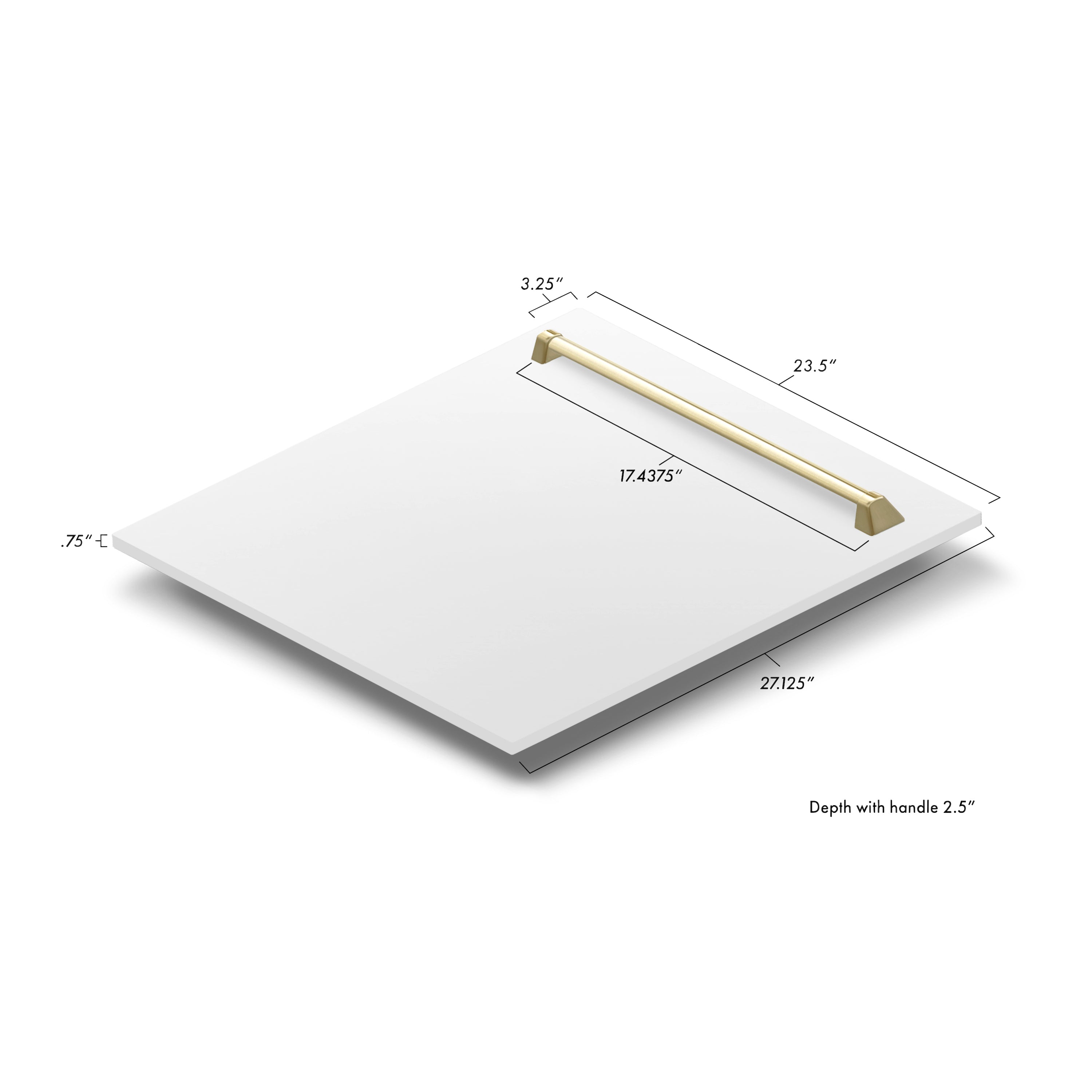 ZLINE 24" Autograph Edition Tallac Dishwasher Panel in White Matte with Gold Handle (DPVZ-WM-24-G)